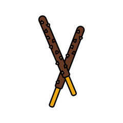 Stick Snack Flat design style, chocolate coated biscuit sticks, perfect for dessert menus, packaging, and sweet celebration elements.