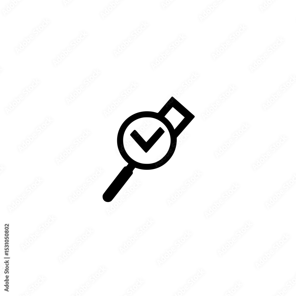 Poster valid search icon with magnifying glass and checkmark symbol vector