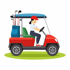 カートに乗るキャディさんのベクター素材