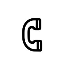 Minimal Black Line Classic Landline Phone Icon for Office and Call Center Use