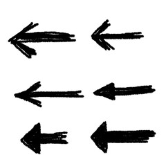 Black grunge hand drawn arrows vector set. Arrows isolated on white. Doodle arrow illustration.
