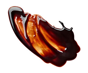close up of  a chocolate stain on white background