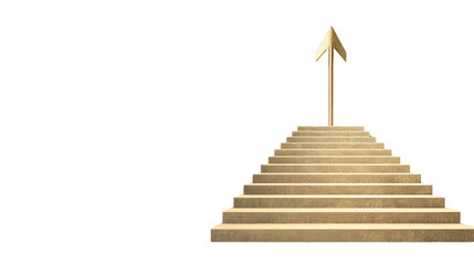 Symbolic staircase leading to an upward arrow, representing growth and success.