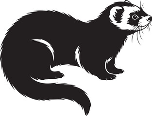 Cute Silhouette of a Weasel line art vector cartoon illustration