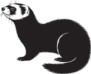 Cute Silhouette of a Weasel line art vector cartoon illustration