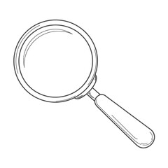 Magnifying glass sketch illustration on white background for design needs