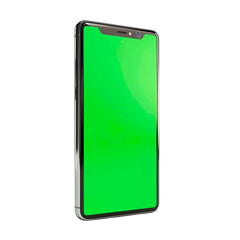 Sleek mobile device displaying a vibrant green screen, perfect for showcasing app designs or media integration with its modern, clean design.