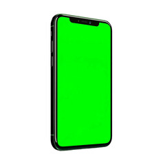A sleek smartphone with a vibrant green screen stands out against a dark background, perfect for showcasing apps and user interfaces.