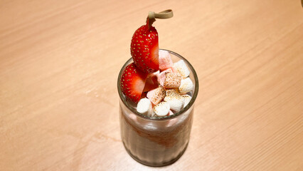 chocolate marshmallow with strawberry on top