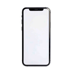 Sleek smartphone with a white screen. Modern design and potential for various applications. Black background for contrast.