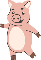 Happy Pig Cartoon Character