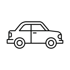 Simple Black and White Car Outline Icon Illustration