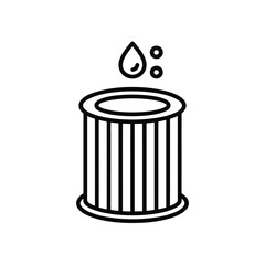 Black and white line art of a water filter icon