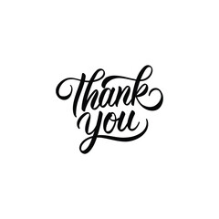 Modern Calligraphy "Thank You" Vector Black Flat on White Background