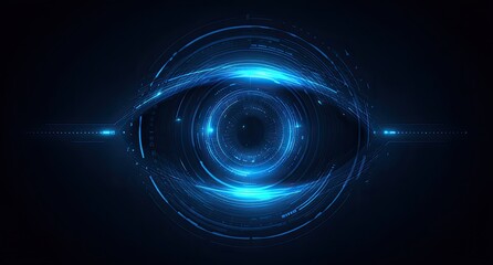 Digital eye, glowing blue, futuristic