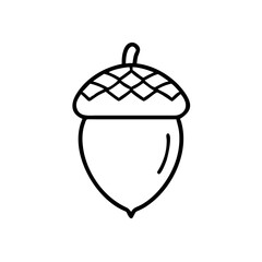 Obraz premium Acorn line icon in black on white, autumn symbol, outline style