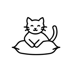Cat lying on pillow icon, cozy and peaceful, line style