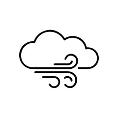 Fototapeta premium Windy cloud icon, weather symbol in outline style, black and white