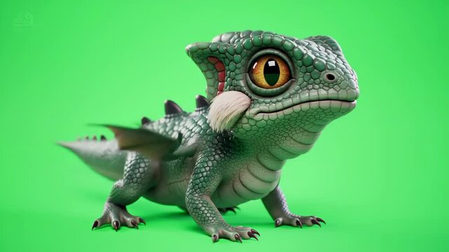Cartoon lizard illustration against green background