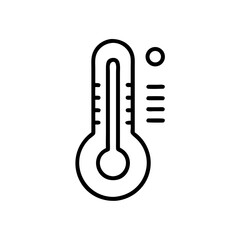Thermometer icon in black and white, cold season and temperature concept