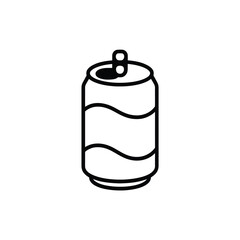 Simple Black and White Soda Can Illustration with Curved Lines