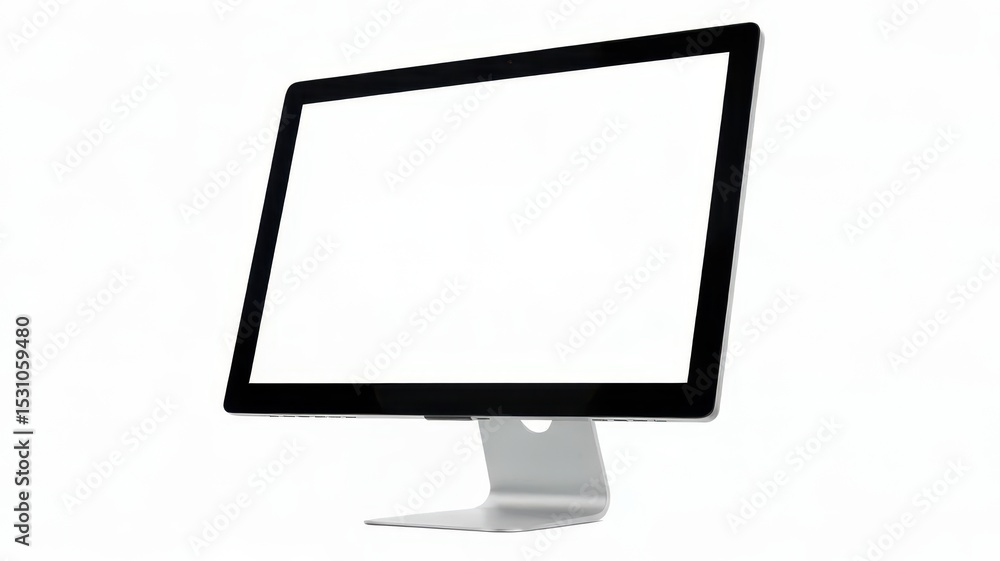 Aufkleber modern desktop computer monitor with a blank white screen for mockups, isolated on a white backgroun