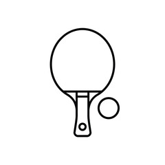 Minimalist Ping Pong Paddle and Ball Outline Illustration on White