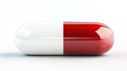 A glossy pill, red and white