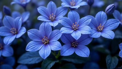 Blue flowers with yellow centers