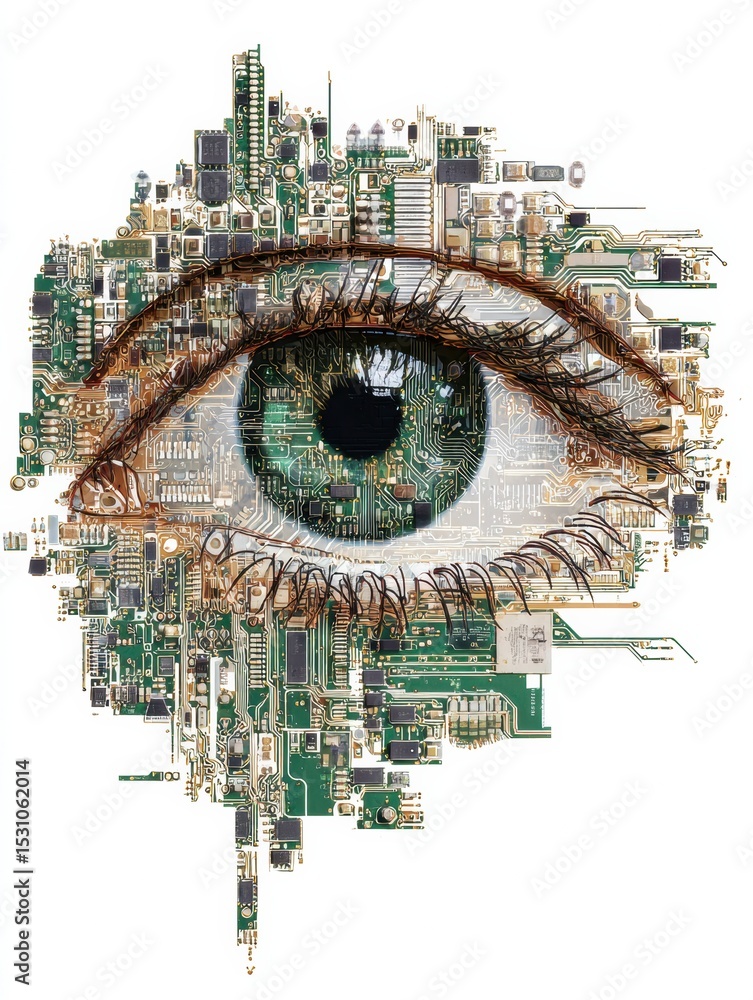 Poster Stylized Eye Visualization Made From Intricate Digital Circuits in a Tech-Inspired Design