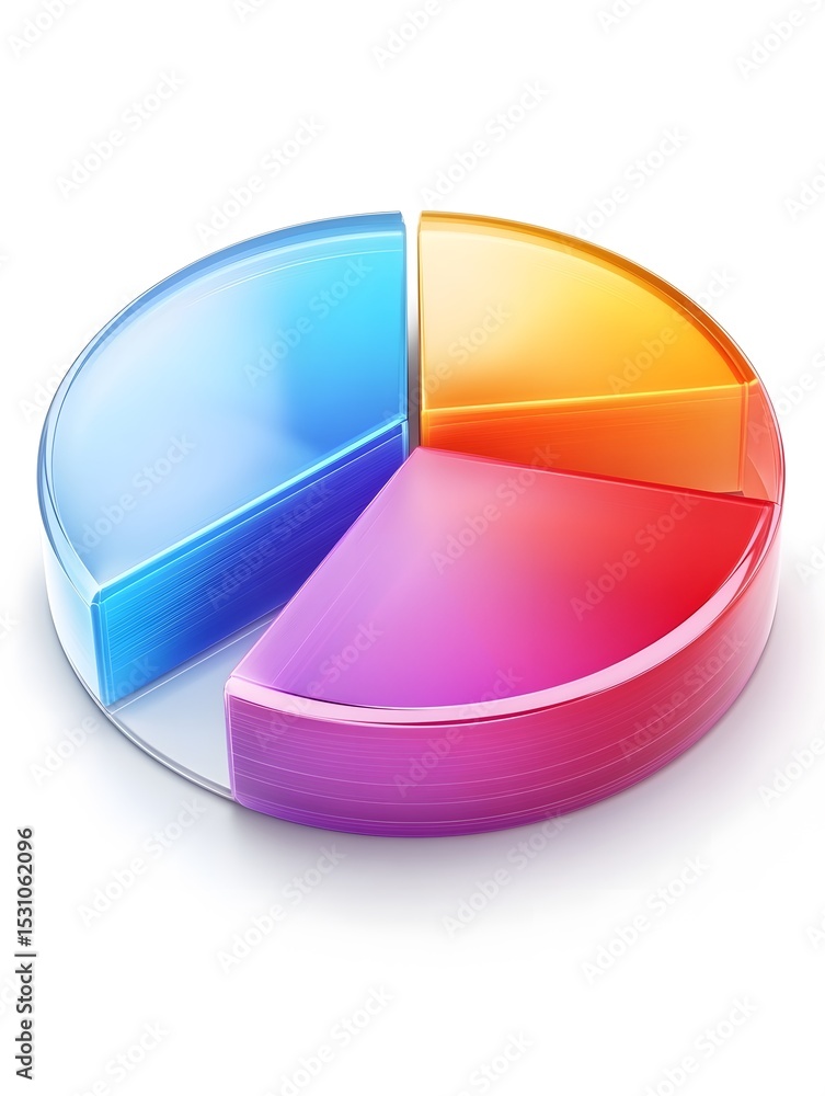 Poster colorful 3d pie chart depicting data analysis and business representation on white background