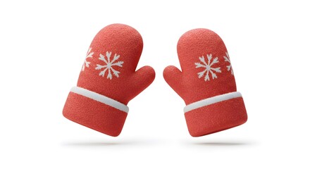 Cozy Red Winter Mittens with Snowflake Design Perfect for Festive Seasons