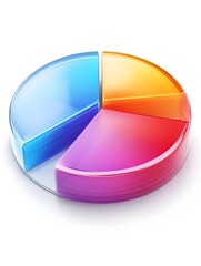Obraz premium Colorful 3D Pie Chart Depicting Data Analysis and Business Representation On White Background