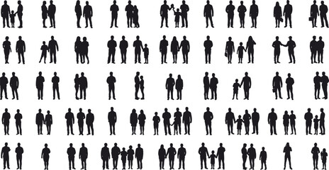 Diverse People Silhouettes Collection: Free Vector Human Figures, Families, and Groups for Graphic Design, Architectural Renderings, Urban Scenes, and Social Concepts, Ready for Digital and Print Use