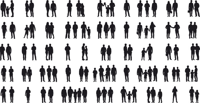 Diverse People Silhouettes Collection: Free Vector Human Figures, Families, and Groups for Graphic Design, Architectural Renderings, Urban Scenes, and Social Concepts, Ready for Digital and Print Use