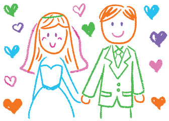Cartoon illustration of a loving couple, a boy and a girl, holding a heart balloon