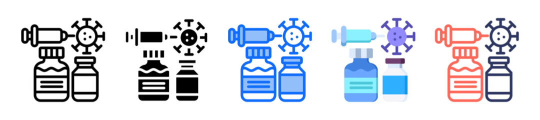 Vaccine Vial Icon Multiple Style