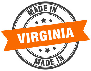 Made in Virginia round sign. Made in Virginia stamp.