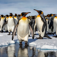 Fototapeta premium group of emperor penguins