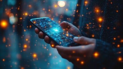 Businessman using smartphone to encrypt and protect sensitive company and personal data. Cybersecurity technology help prevent hacker attack, ensuring data privacy and secure digital communication.