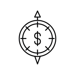 Time is money concept with dollar sign and clock outline