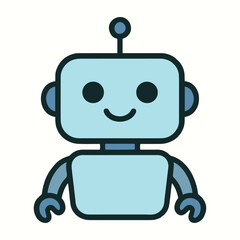 Smiling Blue Cartoon Robot with Antenna – Cute Tech Character