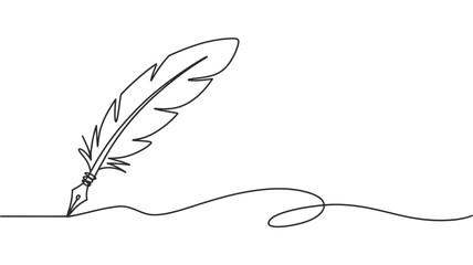 Feather Pen Continuous Line Drawing Writing Creativity and Inspiration