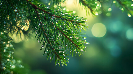 Winter Pine Branches – Soft Bokeh & Frosty Needles