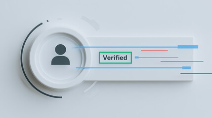 Verification Badge: A sleek digital verification badge, showcasing a verified identity through cutting-edge technology, emphasizing security, authenticity, and trust in a connected world.