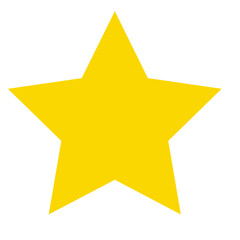 Obraz premium Yellow flat five-point star icon on white background
