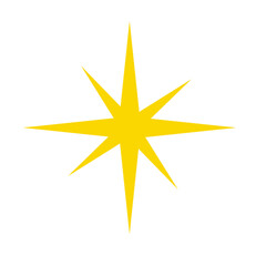 Obraz premium Yellow eight-point star icon in flat style on white background