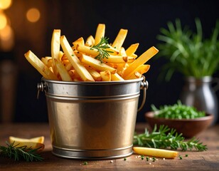 Kubełek frytek z tartufatą i złotym szczypiorkiem