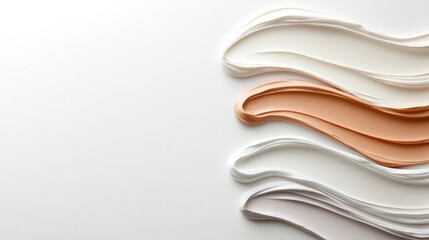 An abstract composition featuring smooth strokes of various paint colors on a white canvas, highlighting textural contrasts and creating a serene, artistic atmosphere.