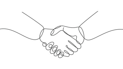 Minimalist Handshake Illustration Continuous Line Art for Business and Agreement